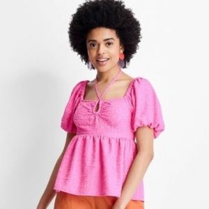 *NWT* Future Collective by Gabriella Karefa-Johnson - Puff Short Sleeve Top Pink